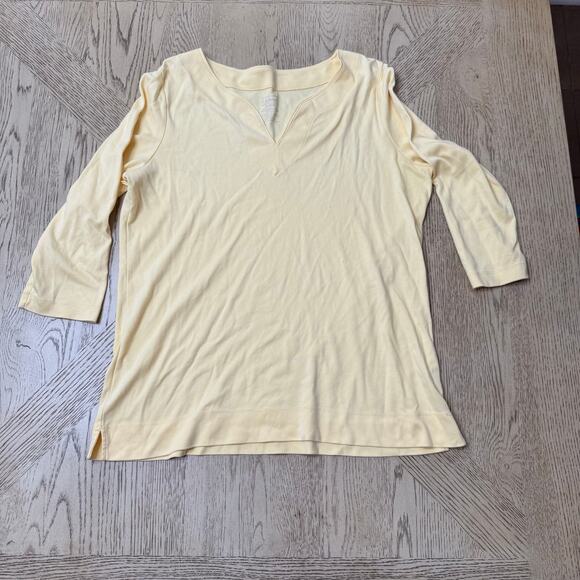 L.L. Bean Women's Pima Cotton Tunic Three-Quarter-Sleeve Splitneck Yellow Medium - Picture 1 of 8